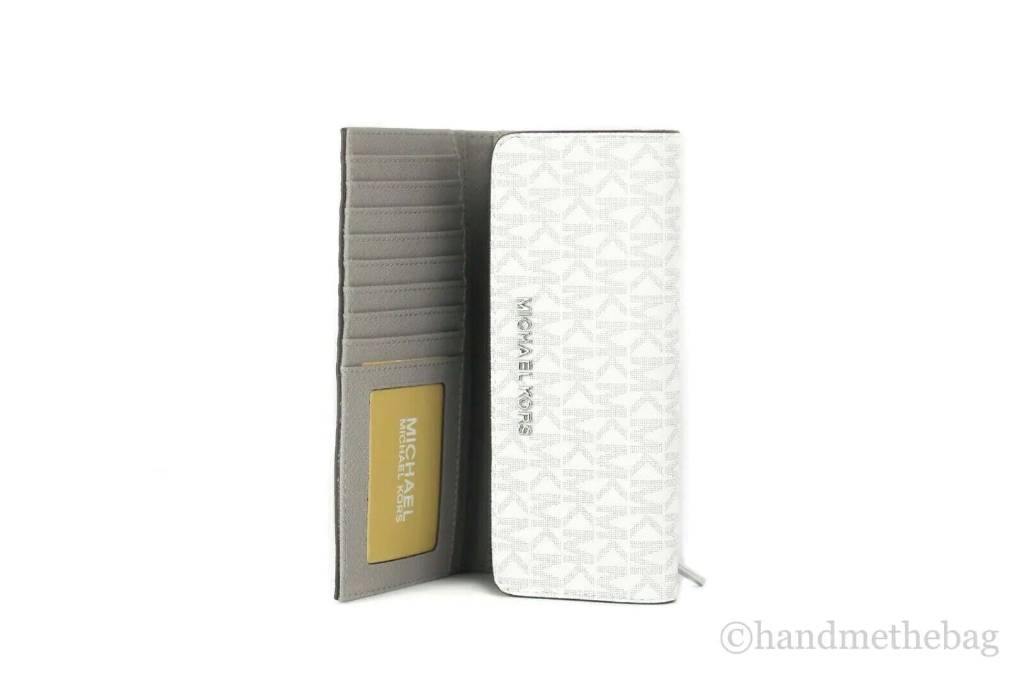 Michael Kors Jet Set Travel Large Bright White Signature Trifold Wallet Clutch Epic.Wish.Gifts