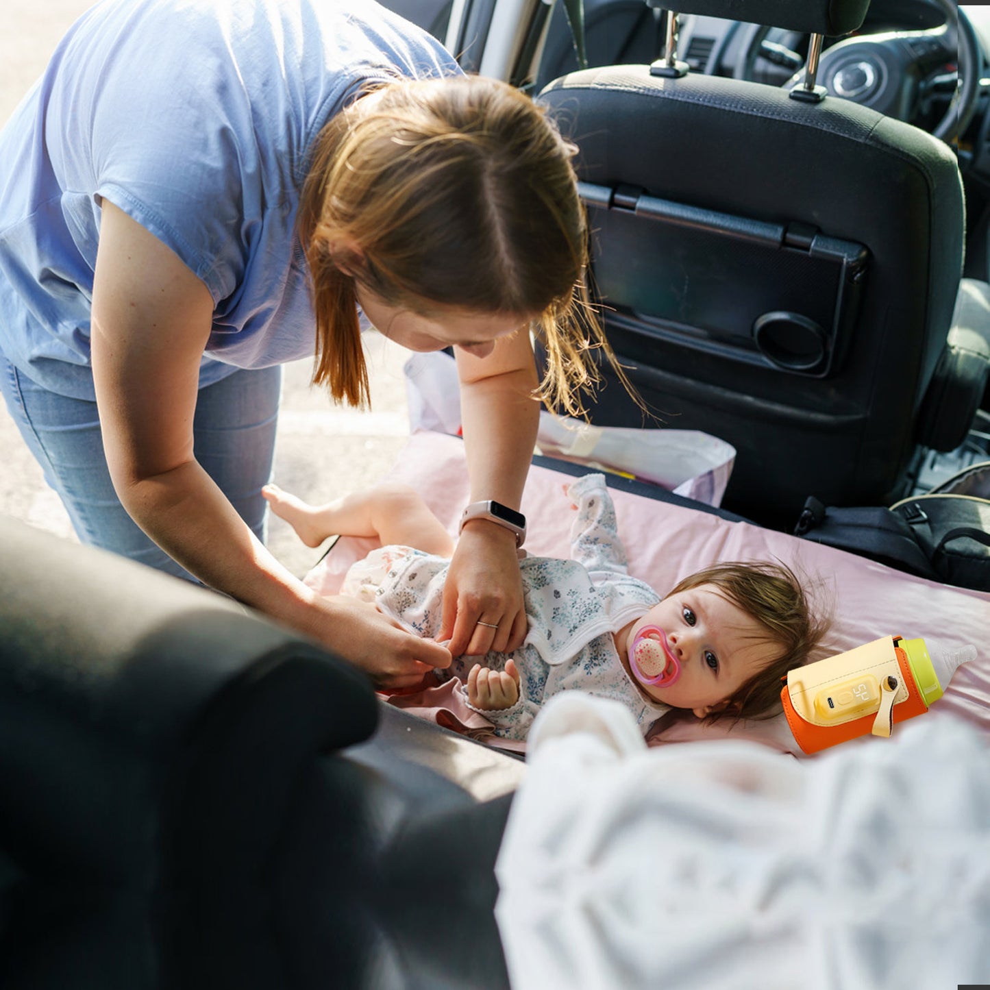 Portable Baby Milk Warmer 5 Temperature Adjustable Handhold Bottle Warmer with Fast Charge Adapter for Outdoor Car Travel Doba