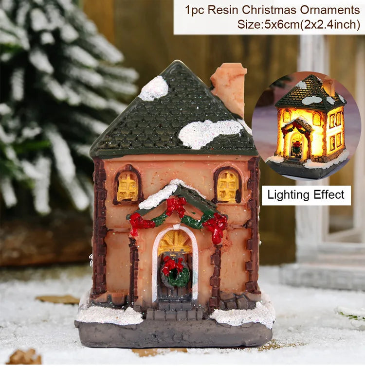 Little House Christmas Light Ornaments Navidad 2020 Merry Christmas Decorations for Home Kids Xmas Gift Happy New Year 2021 FENGRISE Official Store
