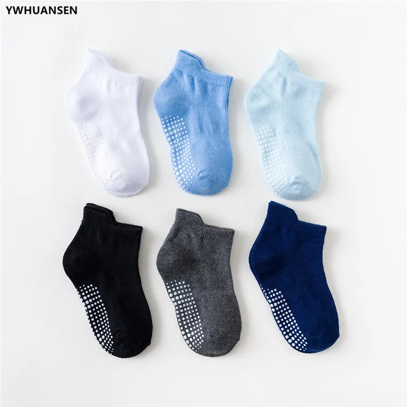 6 Pairs Kids Anti-Slip Ankle Socks | 1 - 5 Years | Various Colours For Boys & Girls YWHUANSEN Official Store