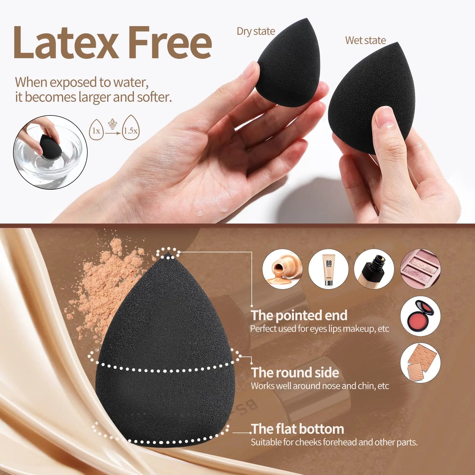 BS-MALL Makeup Brush Set 11Pcs Bamboo Synthetic Kabuki Brush Set Foundation Powder Blending Concealer Eye shadows Blush Cosmetics Brushes with Organizer Bag & Makeup Sponge Bamboocolor Epic.Wish.Gifts