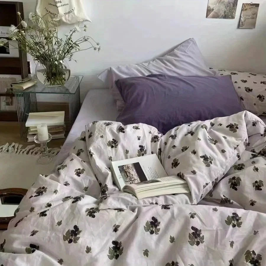 Korean Style Bedding Set Boys Girls Twin Queen Size Duvet Cover Flat Sheet Pillowcase Bed Linens Kids Adult Fashion Home Textile Home Bedding Store