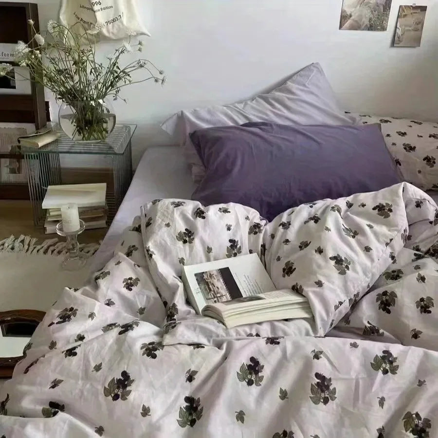 Korean Style Bedding Set Boys Girls Twin Queen Size Duvet Cover Flat Sheet Pillowcase Bed Linens Kids Adult Fashion Home Textile Home Bedding Store