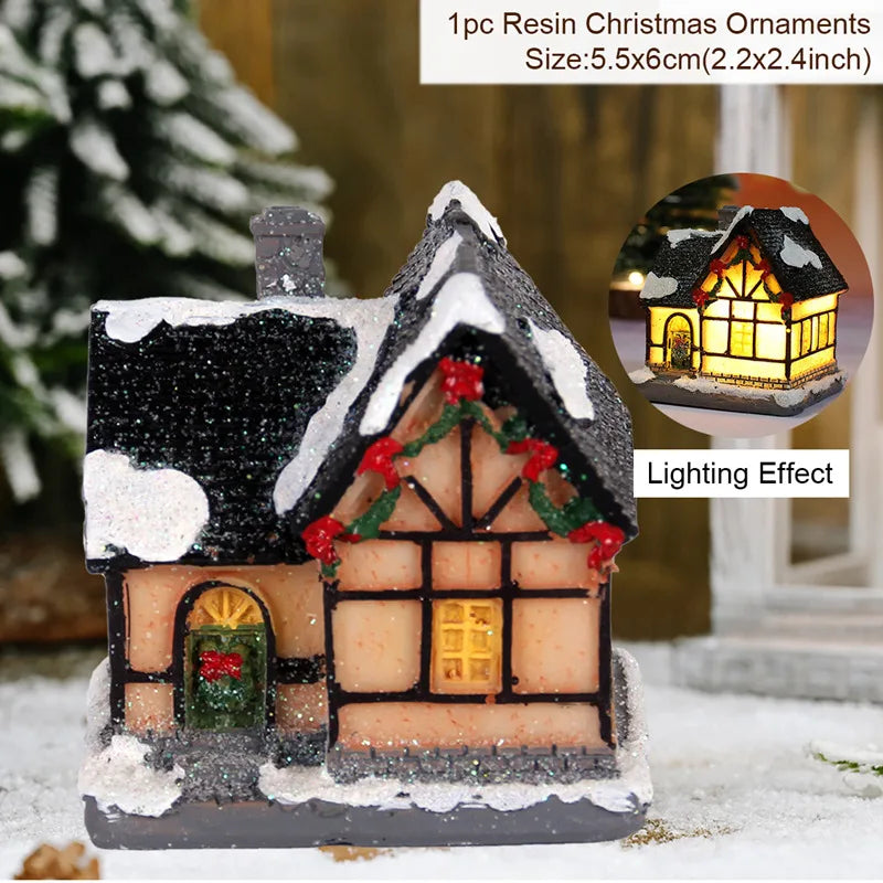 Little House Christmas Light Ornaments Navidad 2020 Merry Christmas Decorations for Home Kids Xmas Gift Happy New Year 2021 FENGRISE Official Store
