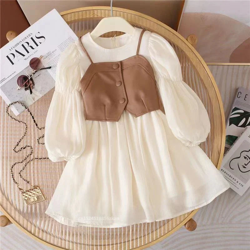Baby Suits Girl Vest + Long Sleeve Dresses 2piece Kids Cute Princess Dress Azero Store