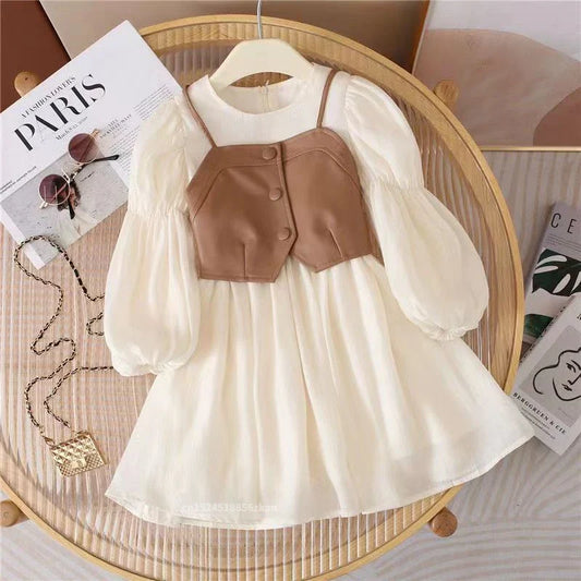 Baby Suits Girl Vest + Long Sleeve Dresses 2piece Kids Cute Princess Dress Azero Store