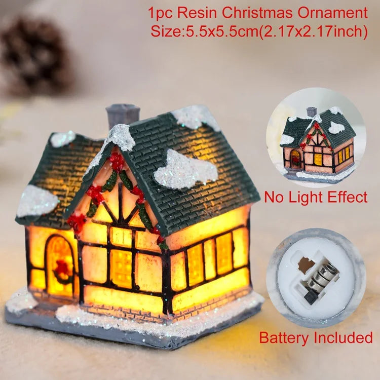 Little House Christmas Light Ornaments Navidad 2020 Merry Christmas Decorations for Home Kids Xmas Gift Happy New Year 2021 FENGRISE Official Store