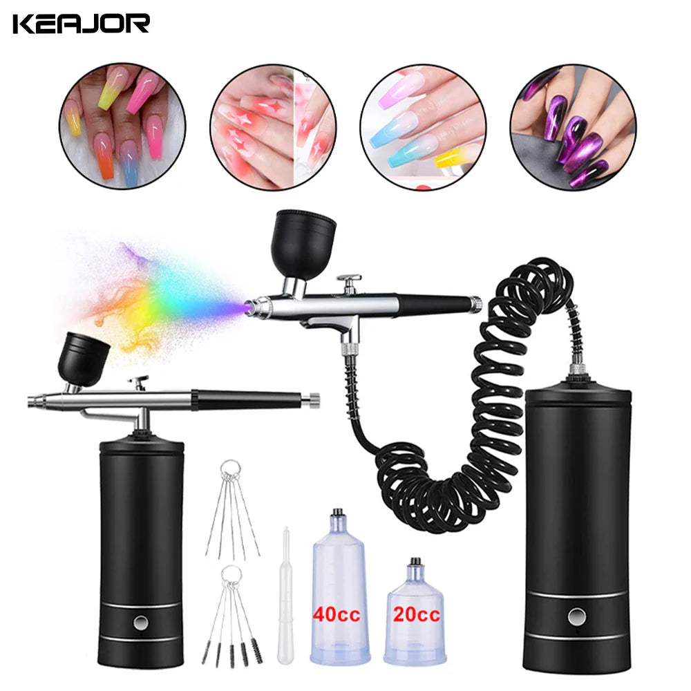 Portable Airbrush Nail Art Paint Kit with Compressor Keajor Health Store
