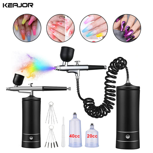 Portable Airbrush Nail Art Paint Kit with Compressor Keajor Health Store