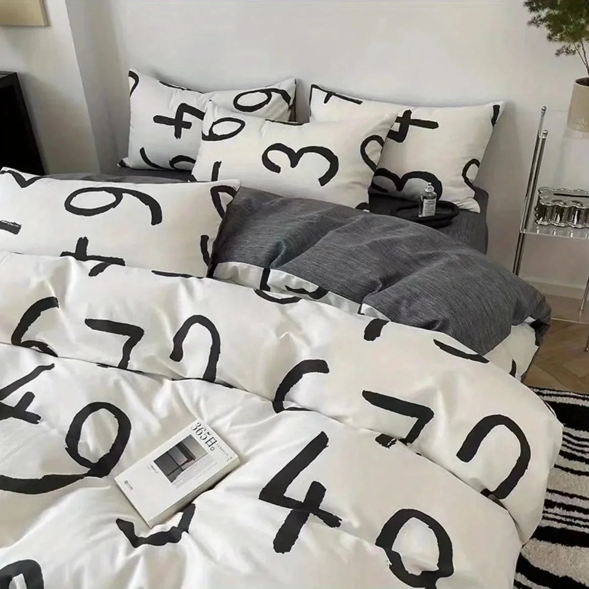 Korean Style Bedding Set Boys Girls Twin Queen Size Duvet Cover Flat Sheet Pillowcase Bed Linens Kids Adult Fashion Home Textile Home Bedding Store