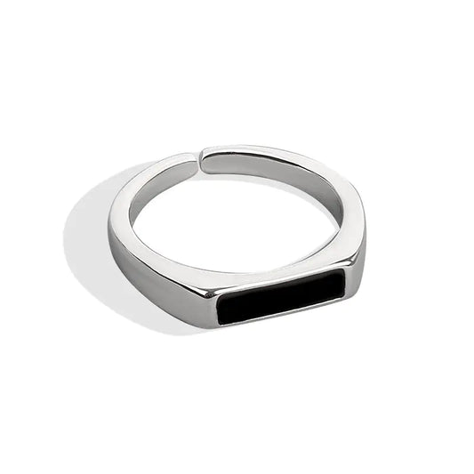 Sterling Silver Black Ring with Cool Wind Design