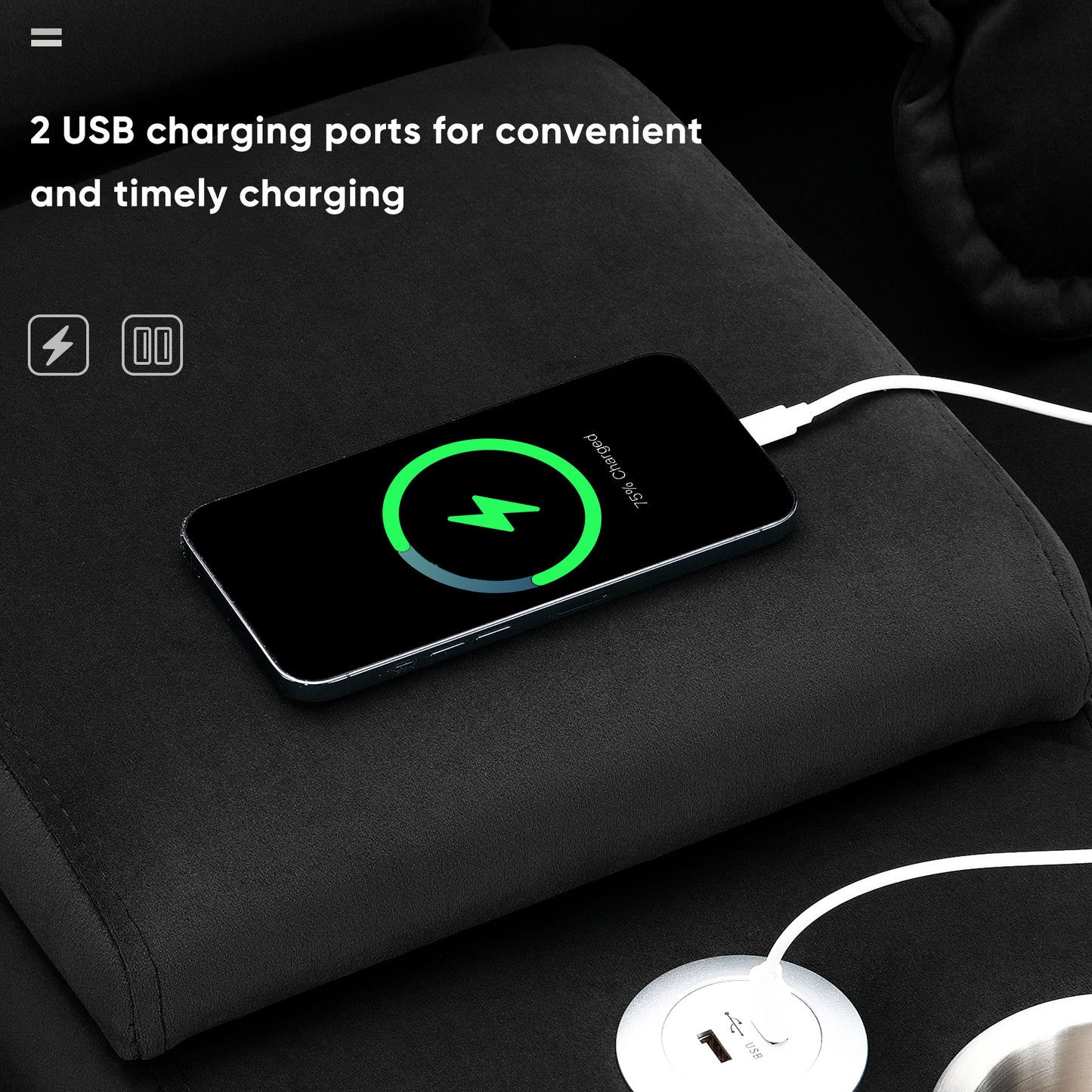 Modern U-shaped Sofa with Console,Cupholders and USB Ports,6-seat Furniture ,Sleeper Doba