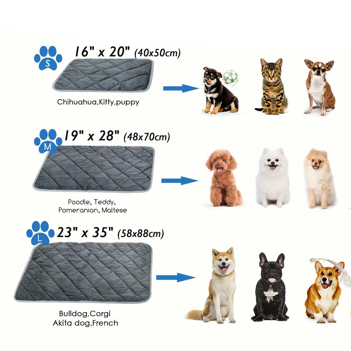 Dog Cat Bed, Cat Dog Non-Slip Mat, Extra Warm Thermal Pet Pad Self-Heating Cat Mat Warm Thermal Pet Pad Washable Dog Crate Pad Heat Dog Cat Bed Mat Blanket Non-Slip Bottom For Outdoor And Indoor Pets Doba