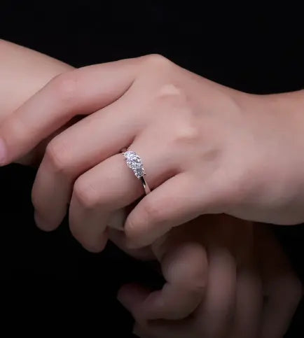 Moissanite Ring 1.2 Carat Three Rows Of Gemstone Inlaid Fashion Women's Ring 925 Silver - Epic.Wish.Gifts