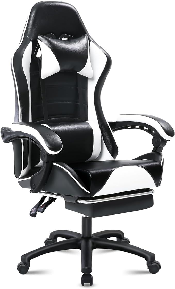 Ergonomic Gaming Chair for Adults, Comfortable Computer Chair for Heavy People, Adjustable Height Office Desk Chair with Wheels, Breathable Leather Video Game Chairs Doba