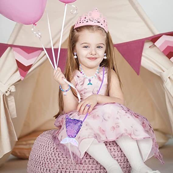 Girls Mermaid Jewelry Set Mermaid Necklace Bracelet Set Toddler Toy Doba