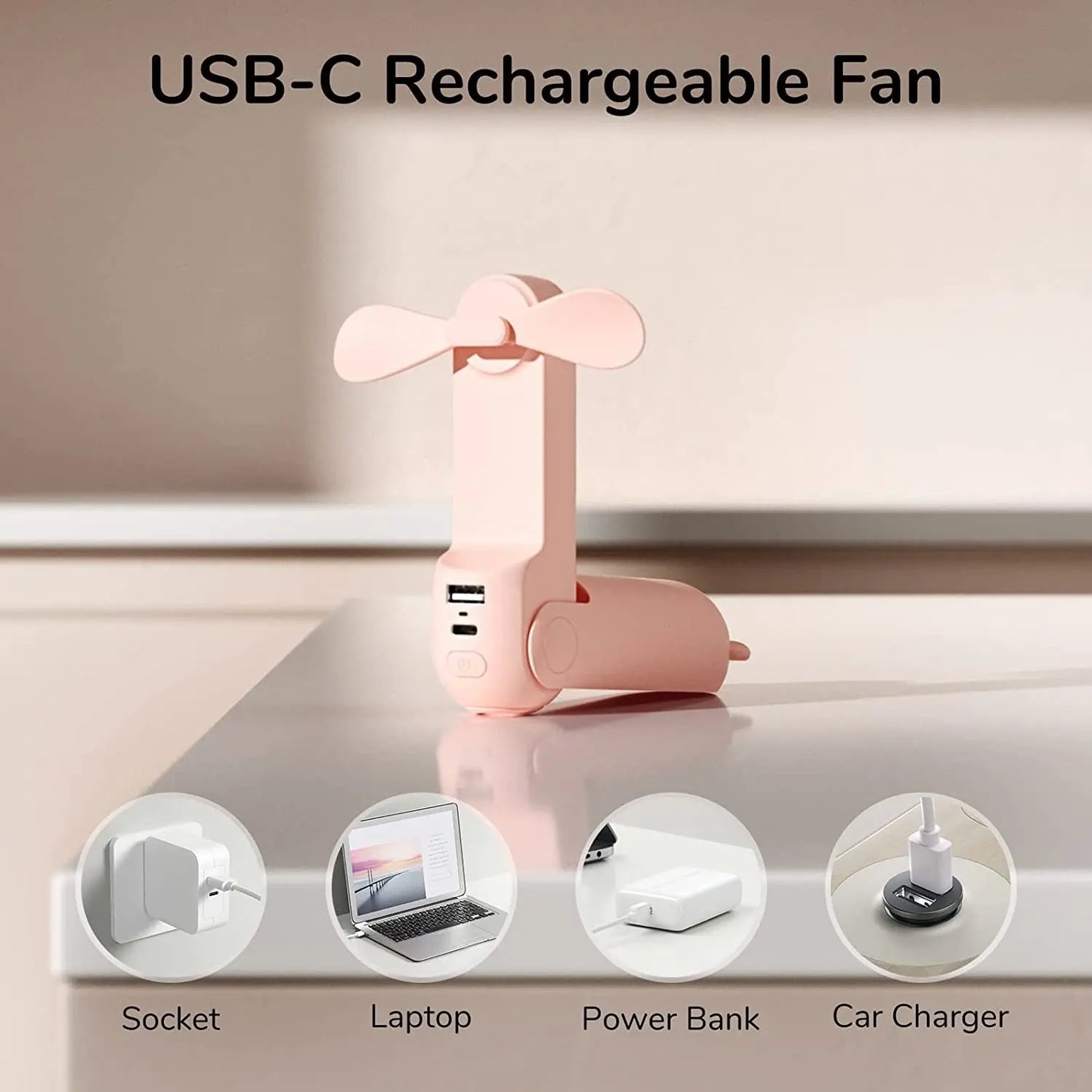 Portable Fan Mini Handheld Fan USB 4800mAh Recharge Hand Held Small Pocket Fan with Power Bank Flashlight Feature - Epic.Wish.Gifts