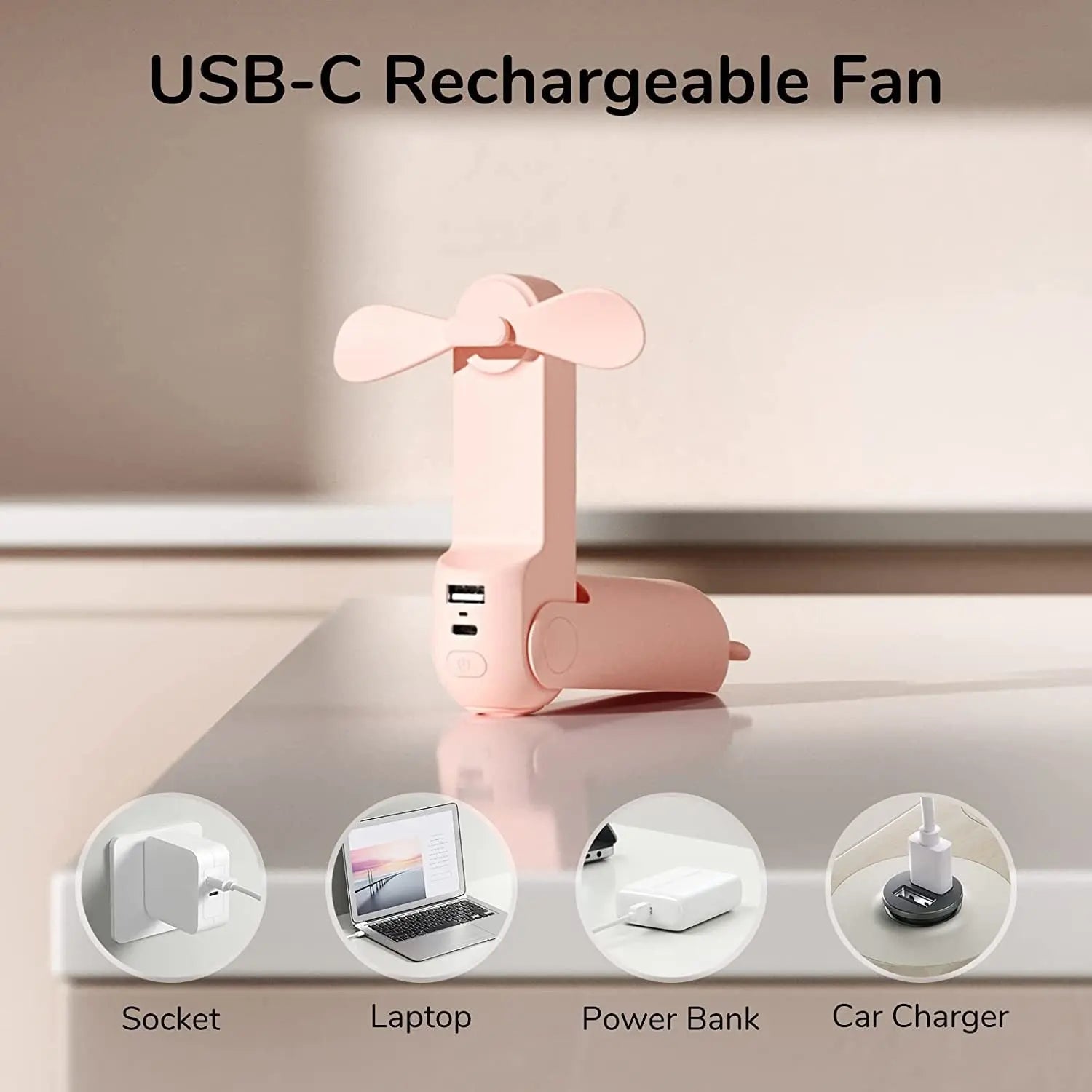 Portable Fan Mini Handheld Fan USB 4800mAh Recharge Hand Held Small Pocket Fan with Power Bank Flashlight Feature - Epic.Wish.Gifts