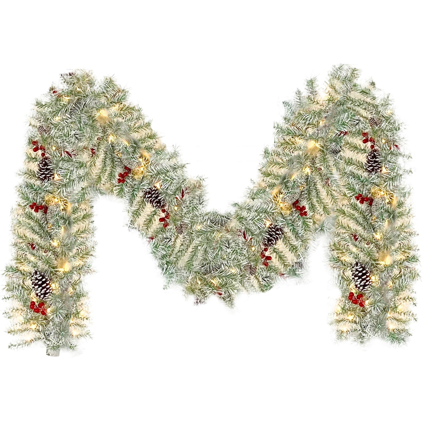 Pre-lit Xmas Tree Artificial Christmas 4-Piece Set,Garland, Wreath and Set of 2 Entrance Trees X-mas Doba