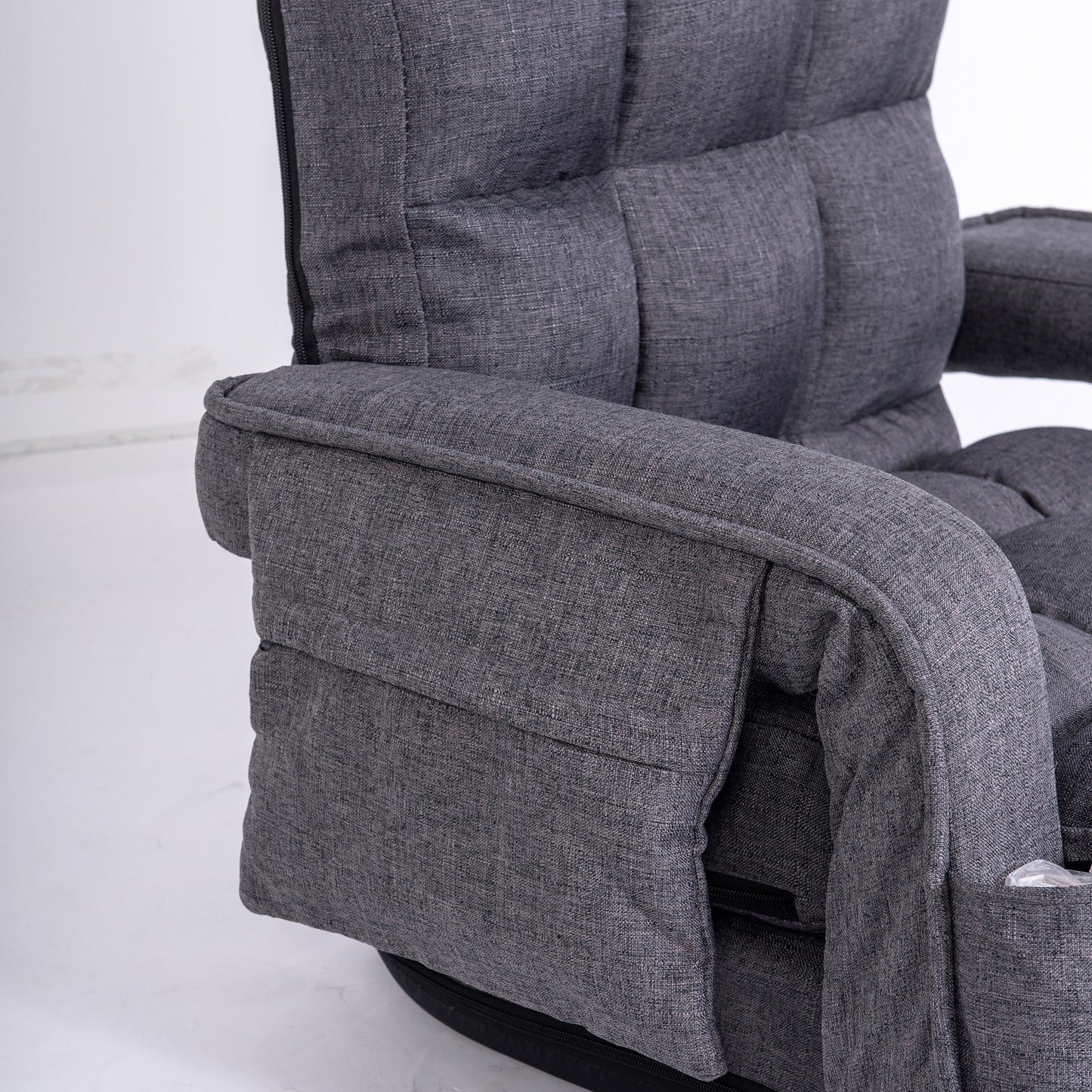 Lazy Sofa Bed Fold Floor Chair Soft Sleeper In Home Lounger Recliner 6-Position Adjustable with Armrests Pillow Dark Gray Doba