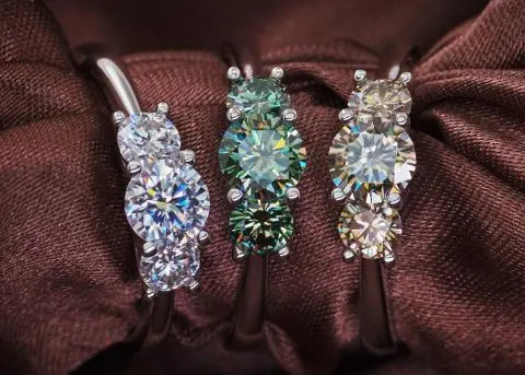 Moissanite Ring 1.2 Carat Three Rows Of Gemstone Inlaid Fashion Women's Ring 925 Silver - Epic.Wish.Gifts