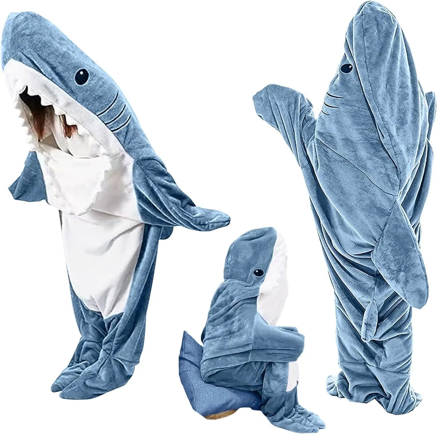 Shark Blanket Hoodie Onesie Adult & Kid, Wearable Shark Blanket, Shark Sleeping Bag, Soft Cozy Shark Onesie Costume - Epic.Wish.Gifts