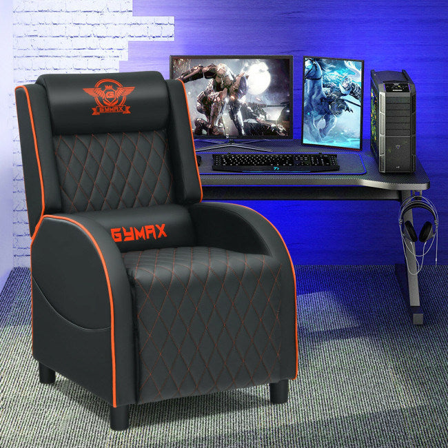 Massage Gaming Recliner Chair with Headrest and Adjustable Backrest for Home Theater Doba