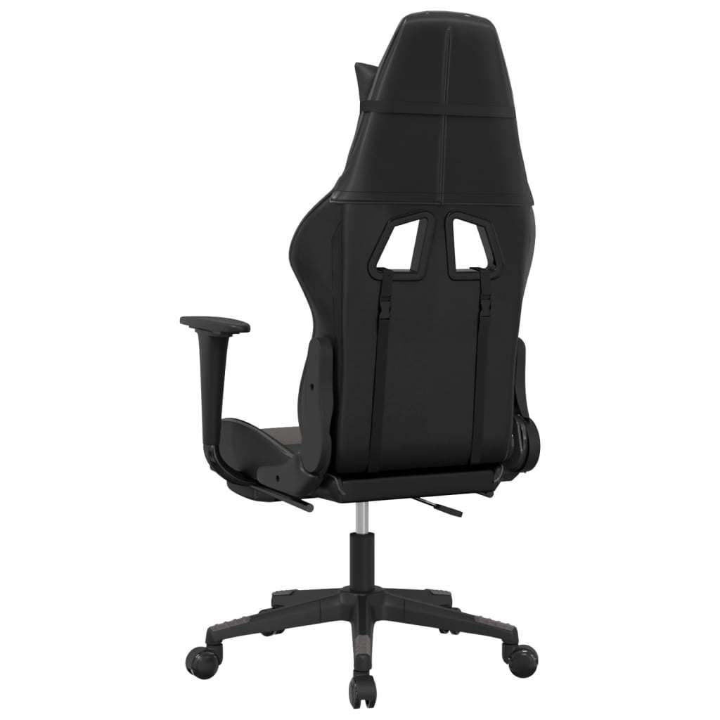 Gaming Chair with Footrest Black and Gray Faux Leather Doba