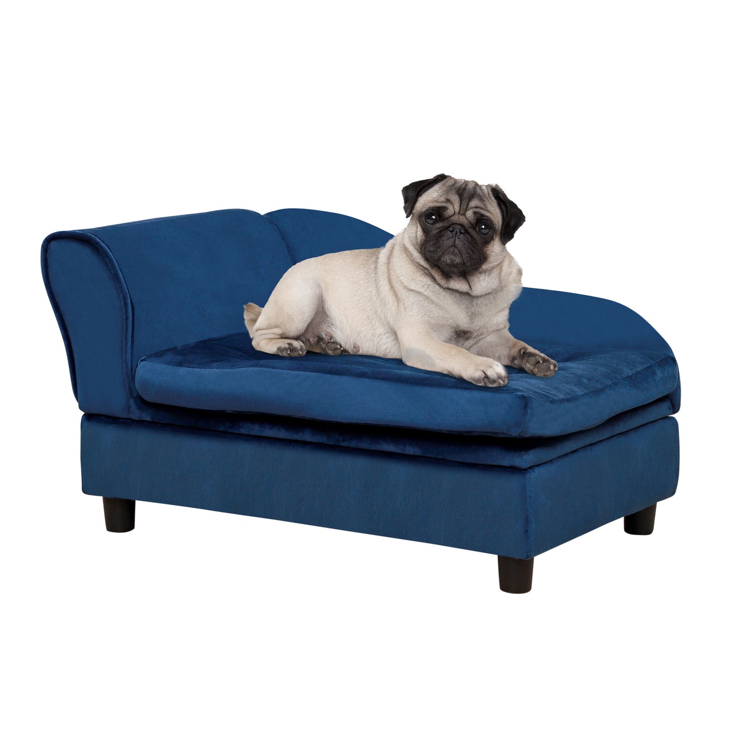 PawHut Luxury Fancy Dog Bed for Small Dogs with Hidden Storage, Small Dog Couch with Soft 3" Foam, Dog Sofa Bed, Cushy Dog Bed, Modern Pet Furniture for Puppies and Little Breeds, Blue Doba