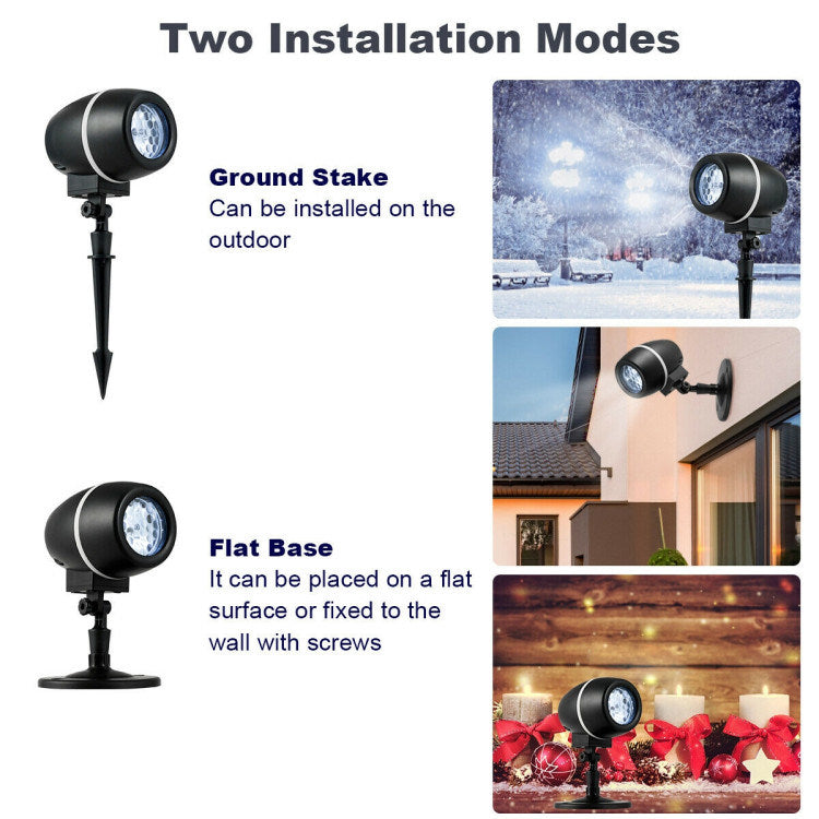 Outdoor Waterproof Christmas Snowflake LED Projector Lights with Remote Control Doba