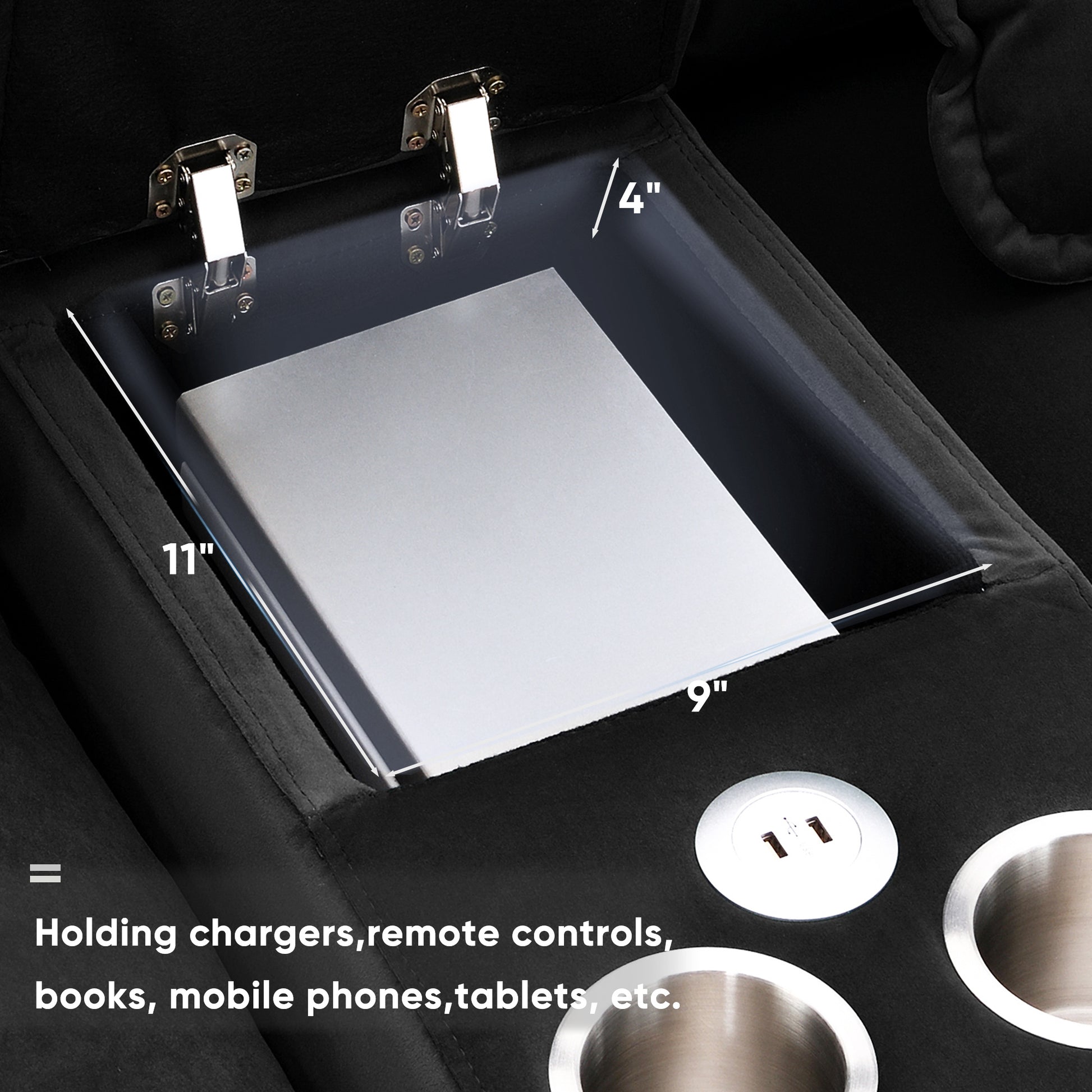 Modern U-shaped Sofa with Console,Cupholders and USB Ports,6-seat Furniture ,Sleeper Doba