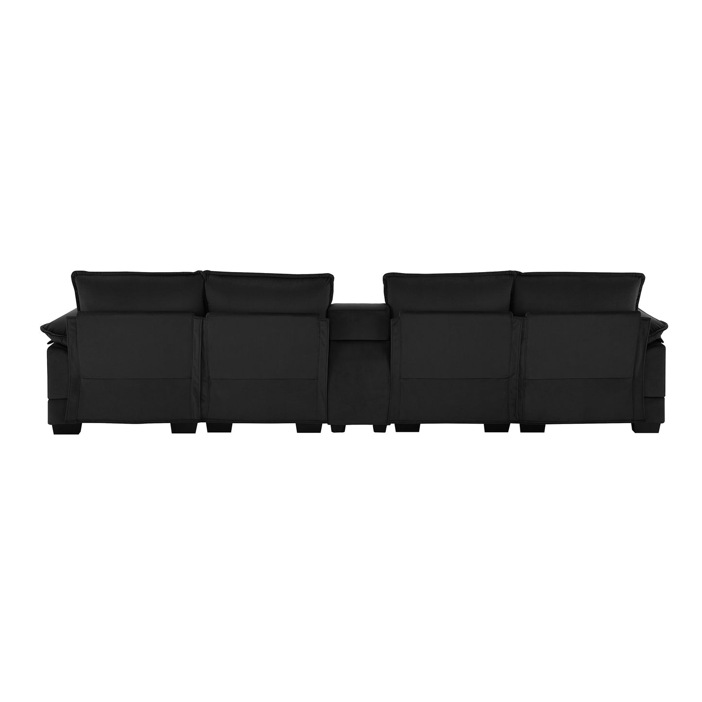 Modern U-shaped Sofa with Console,Cupholders and USB Ports,6-seat Furniture ,Sleeper Doba