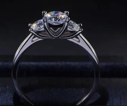 Moissanite Ring 1.2 Carat Three Rows Of Gemstone Inlaid Fashion Women's Ring 925 Silver - Epic.Wish.Gifts