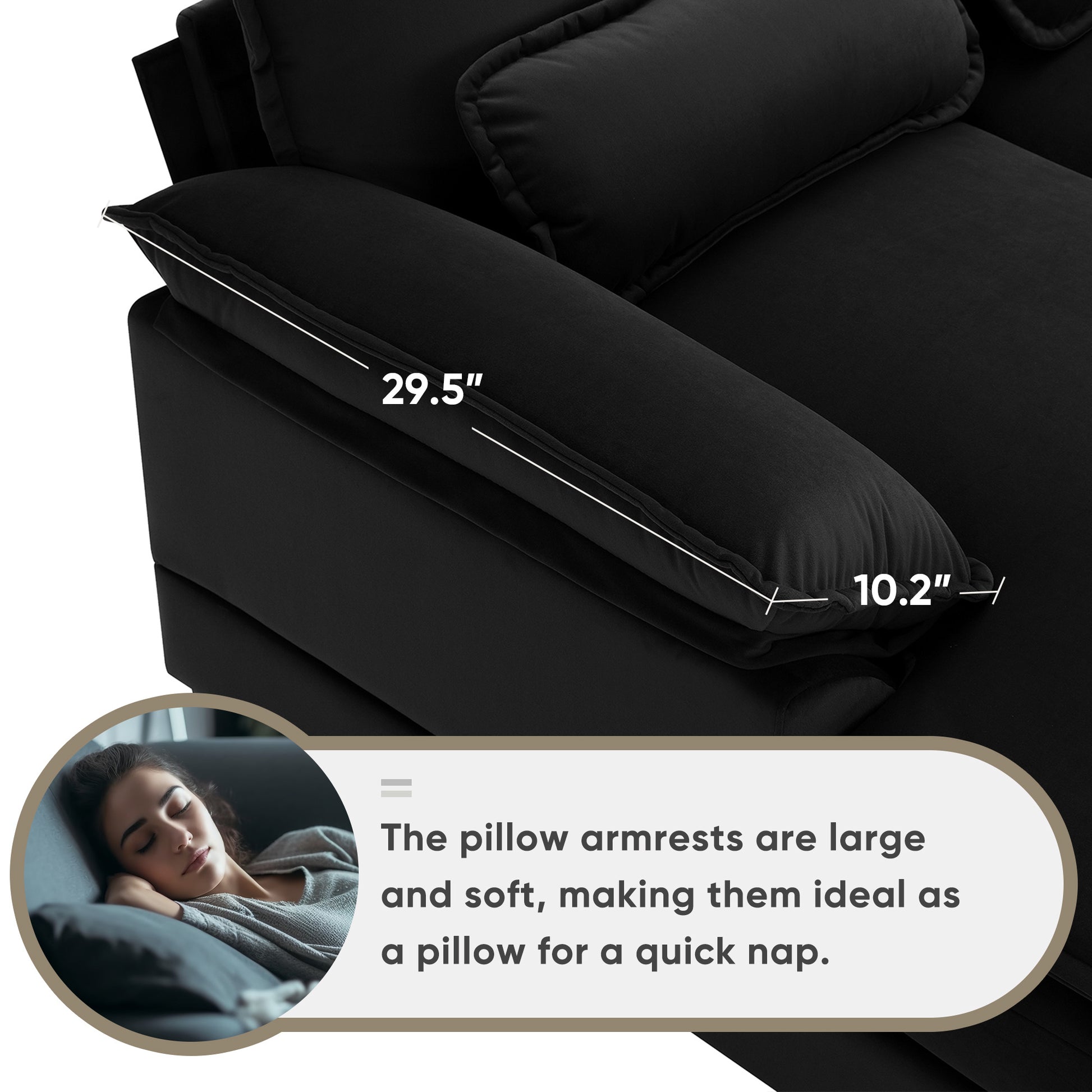 Modern U-shaped Sofa with Console,Cupholders and USB Ports,6-seat Furniture ,Sleeper Doba