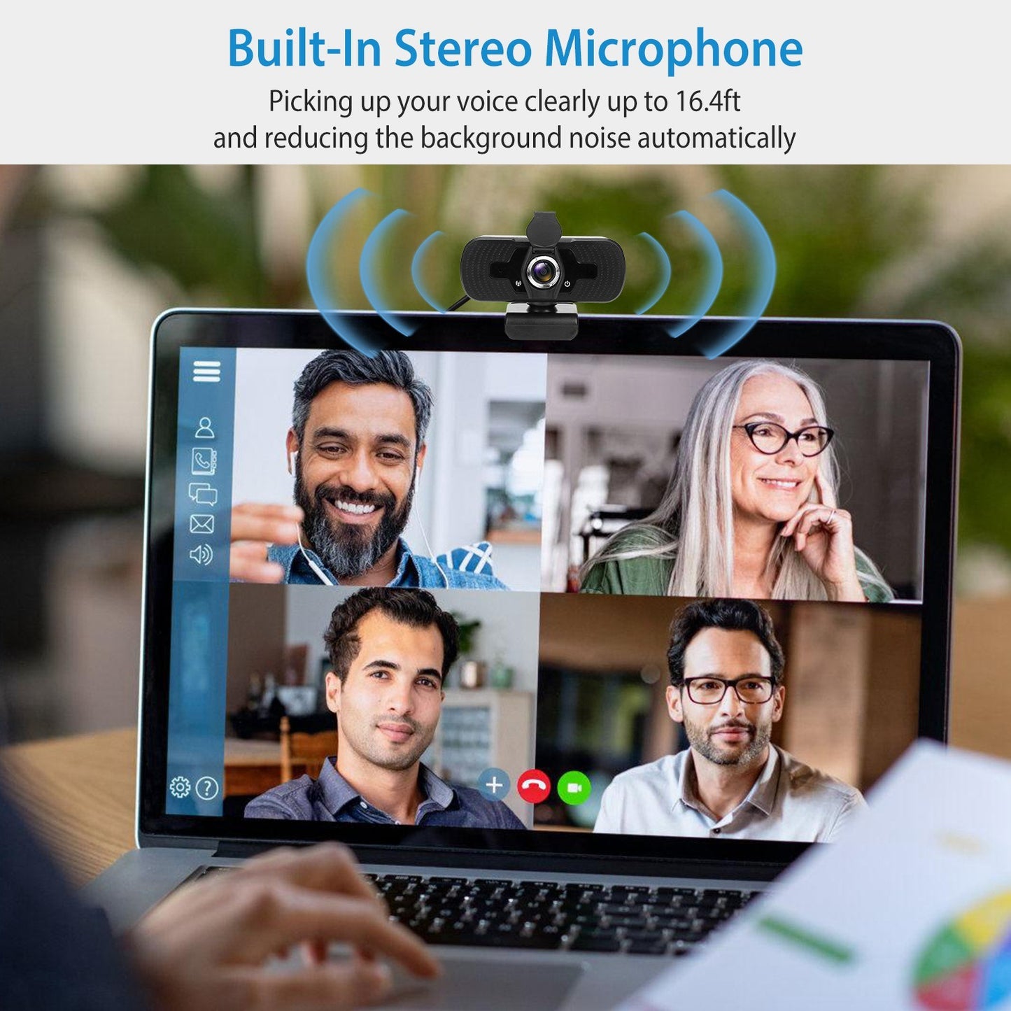 FHD 1080P USB Webcam w/ Microphone Privacy Cover Rotatable Clip Streaming USB Camera Plug And Play Doba