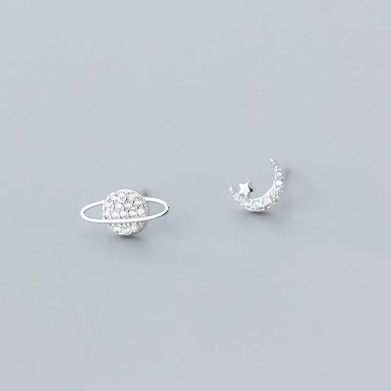 La Monada Star Moon Planet Women Earrings Silver 925 Minimalist Universe Fine - Epic.Wish.Gifts