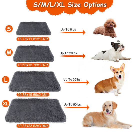 Dog Bed Soft Plush Cushion Cozy Warm Pet Crate Mat Dog Carpet Mattress with Long Plush for S M Dogs Doba