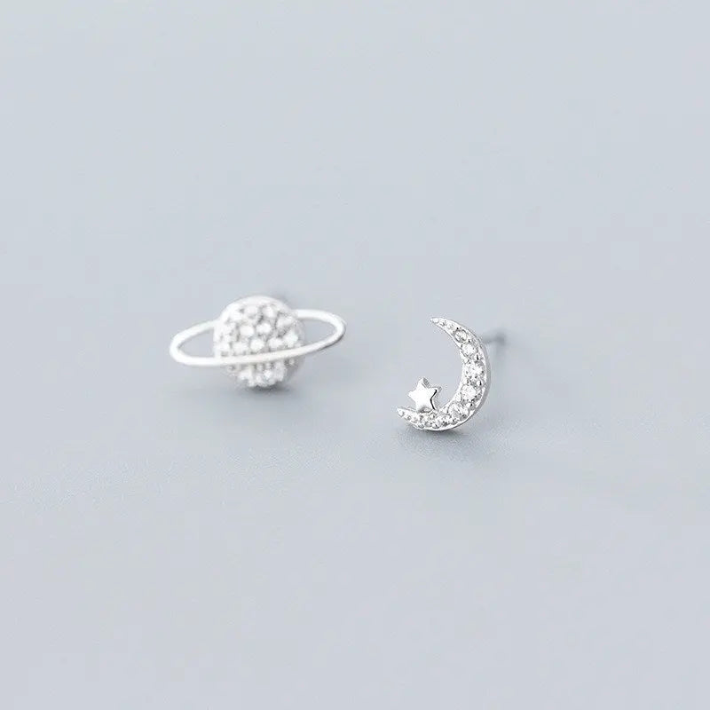 La Monada Star Moon Planet Women Earrings Silver 925 Minimalist Universe Fine - Epic.Wish.Gifts