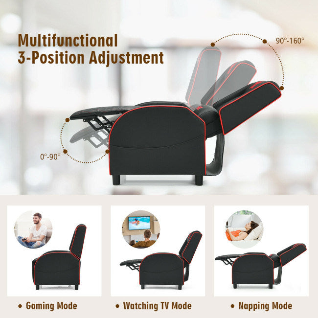 Massage Gaming Recliner Chair with Headrest and Adjustable Backrest for Home Theater Doba