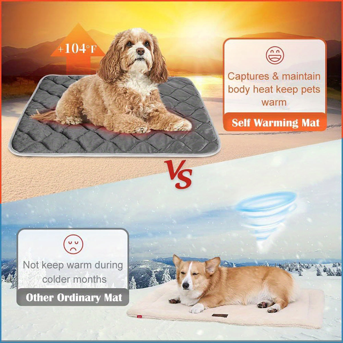 Dog Cat Bed, Cat Dog Non-Slip Mat, Extra Warm Thermal Pet Pad Self-Heating Cat Mat Warm Thermal Pet Pad Washable Dog Crate Pad Heat Dog Cat Bed Mat Blanket Non-Slip Bottom For Outdoor And Indoor Pets Doba