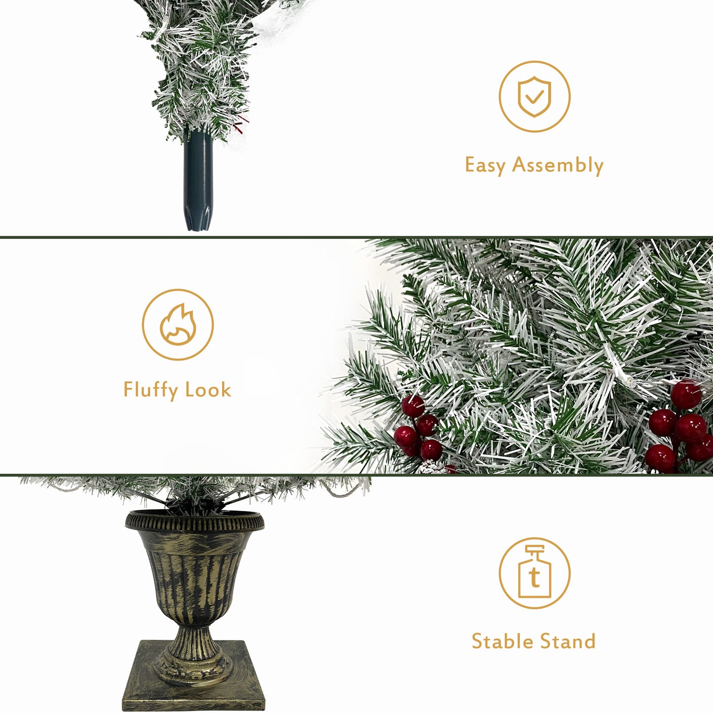 Pre-lit Xmas Tree Artificial Christmas 4-Piece Set,Garland, Wreath and Set of 2 Entrance Trees X-mas Doba