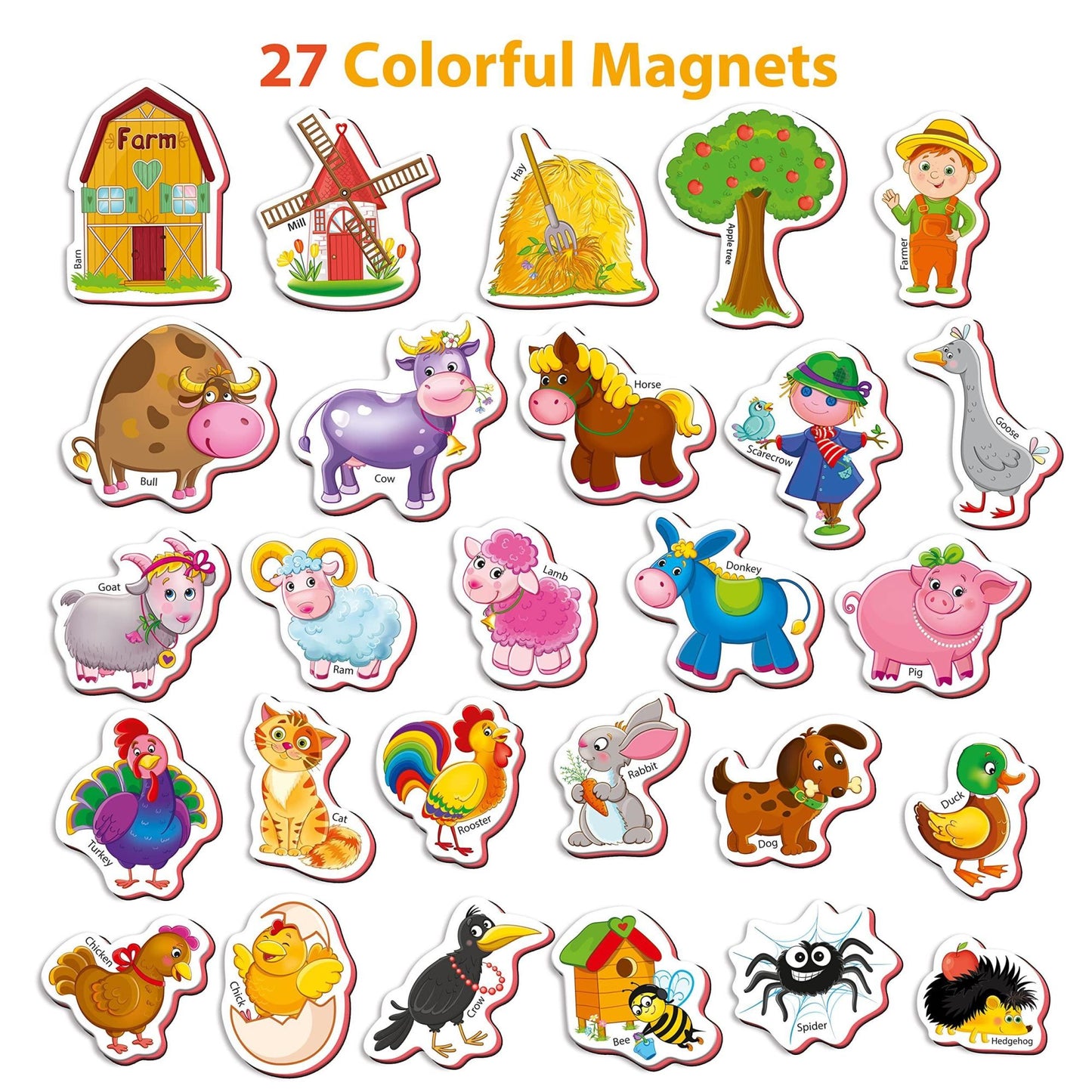 27 Foam Fridge Magnets for Toddlers 3 years Farm Animals Magnets for Kids Doba