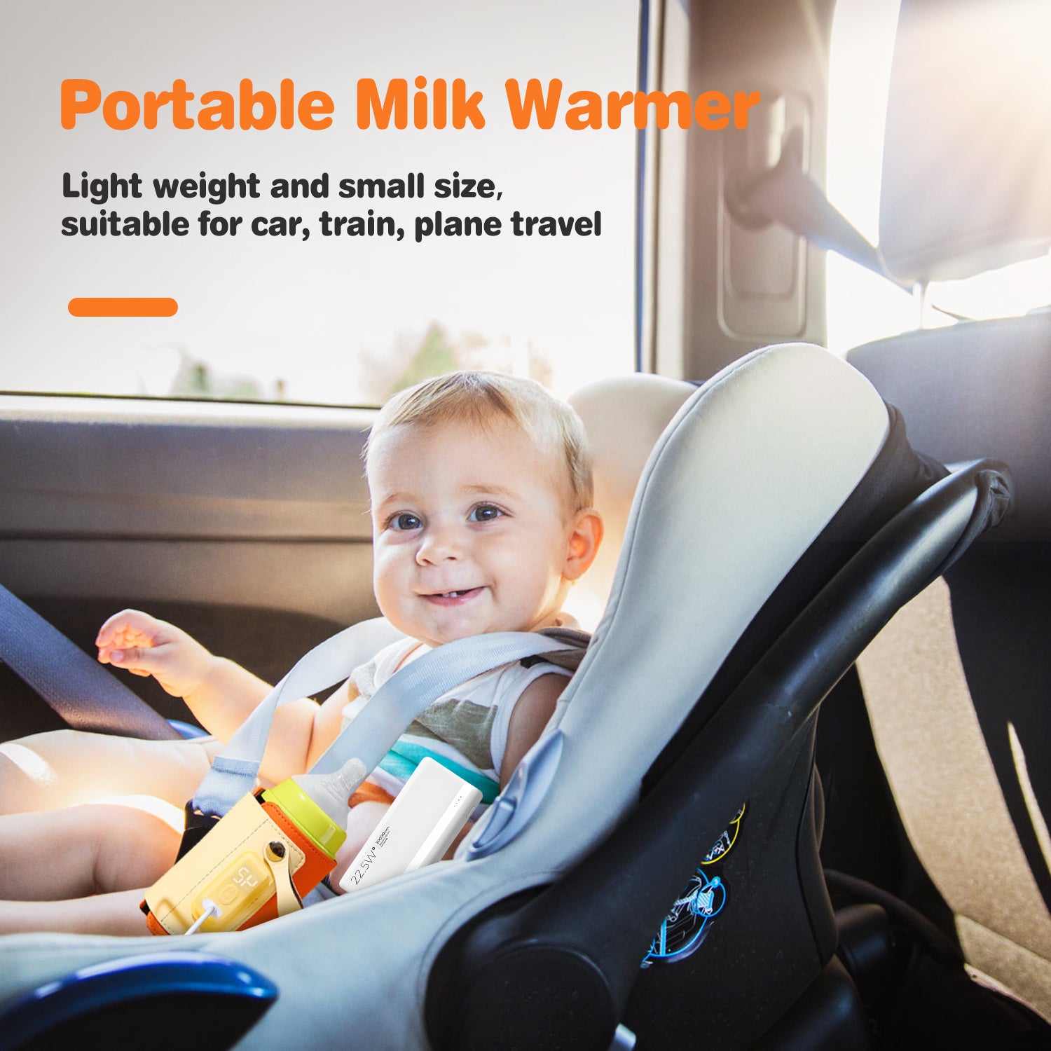 Portable Baby Milk Warmer 5 Temperature Adjustable Handhold Bottle Warmer with Fast Charge Adapter for Outdoor Car Travel Doba