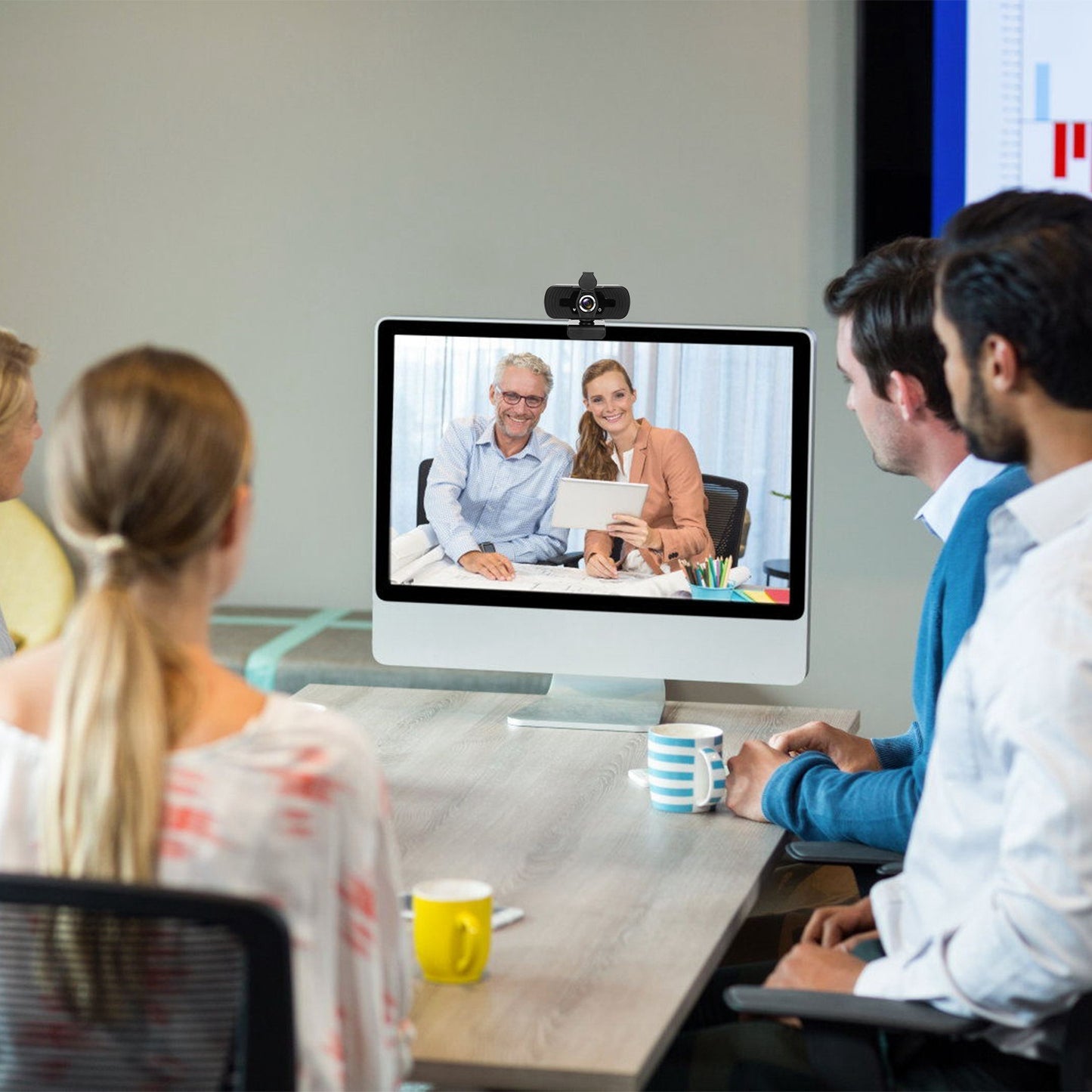 FHD 1080P USB Webcam w/ Microphone Privacy Cover Rotatable Clip Streaming USB Camera Plug And Play Doba