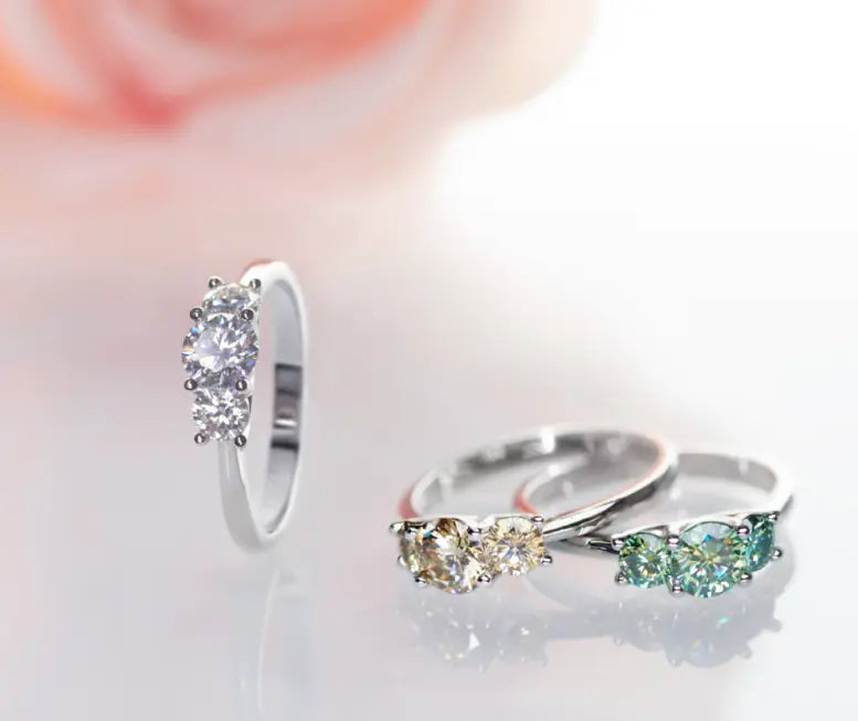 Moissanite Ring 1.2 Carat Three Rows Of Gemstone Inlaid Fashion Women's Ring 925 Silver - Epic.Wish.Gifts