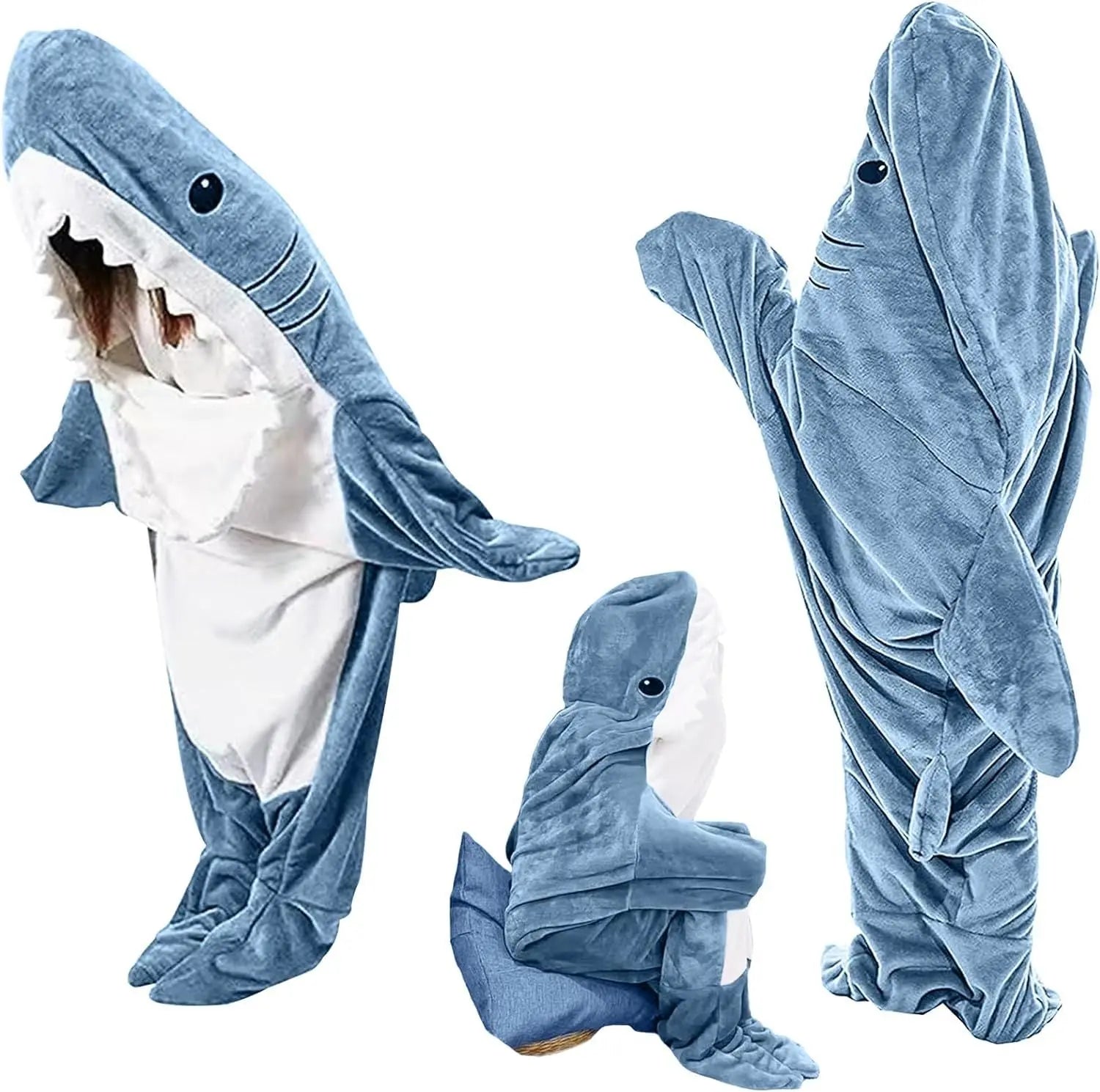 Shark Blanket Hoodie Onesie Adult & Kid, Wearable Shark Blanket, Shark Sleeping Bag, Soft Cozy Shark Onesie Costume - Epic.Wish.Gifts