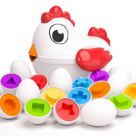 Toddler Chicken Easter Eggs Toys - Color Matching Game Shape Sorter With 6 Toy Eggs For Kids; Montessori Educational Toys Easter Gifts For 3 4 5 6 Girls Boys Baby Doba