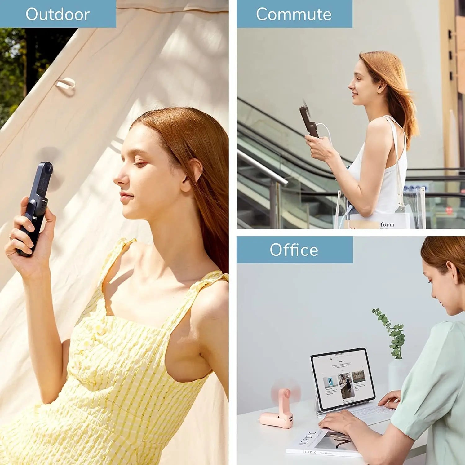 Portable Fan Mini Handheld Fan USB 4800mAh Recharge Hand Held Small Pocket Fan with Power Bank Flashlight Feature - Epic.Wish.Gifts