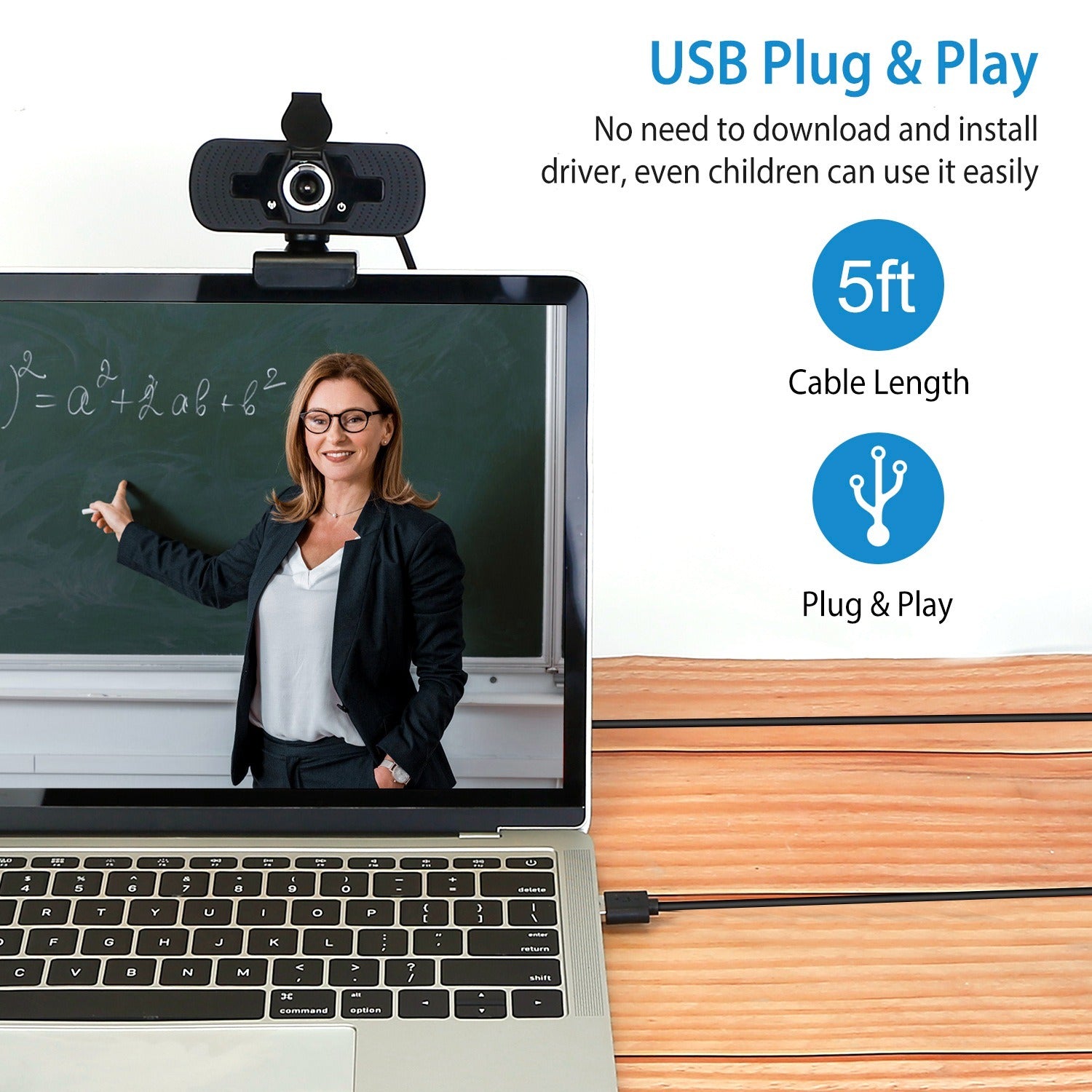 FHD 1080P USB Webcam w/ Microphone Privacy Cover Rotatable Clip Streaming USB Camera Plug And Play Doba