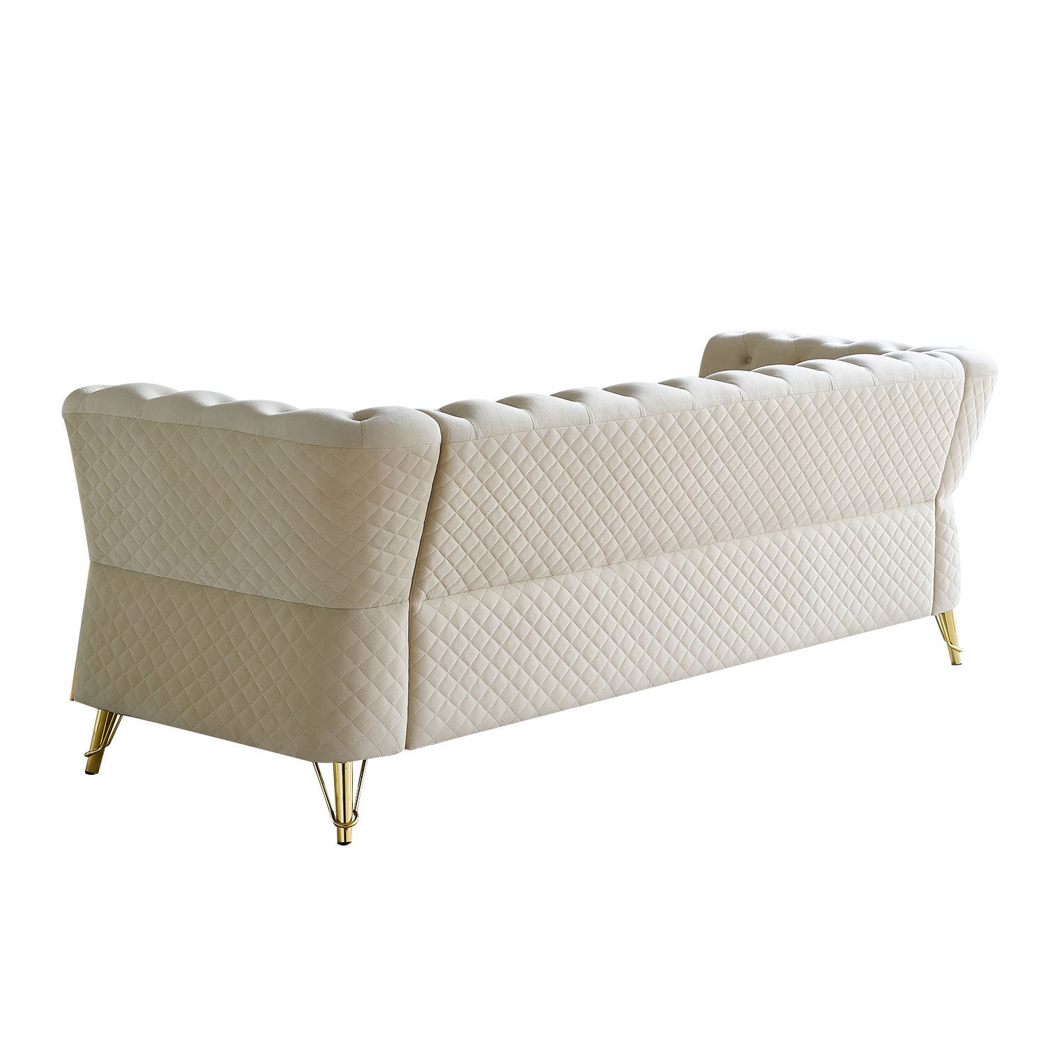 Modern Tufted Velvet Sofa 87.4 inch for Living Room Beige Color Doba